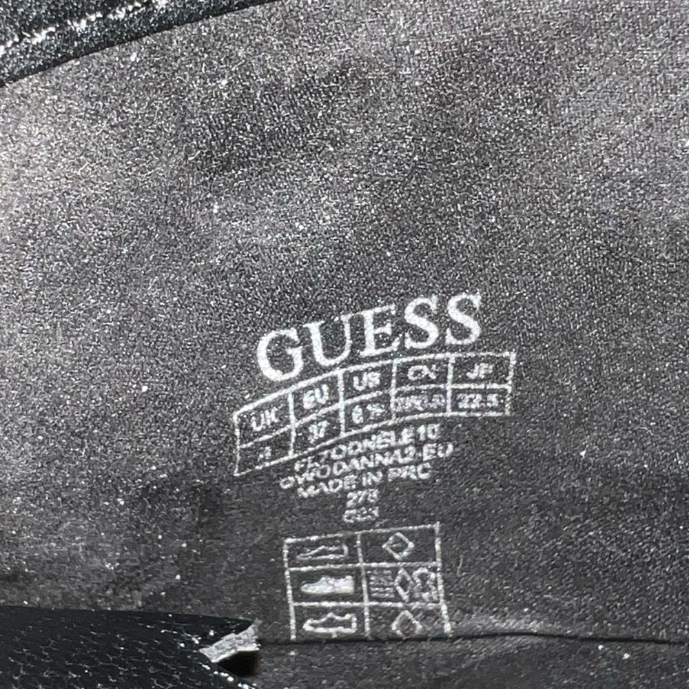 Guess Black Leather Gold Accent Lace Up Zip Moto Combat Ankle Boots Size 6.5 - Picture 13 of 13